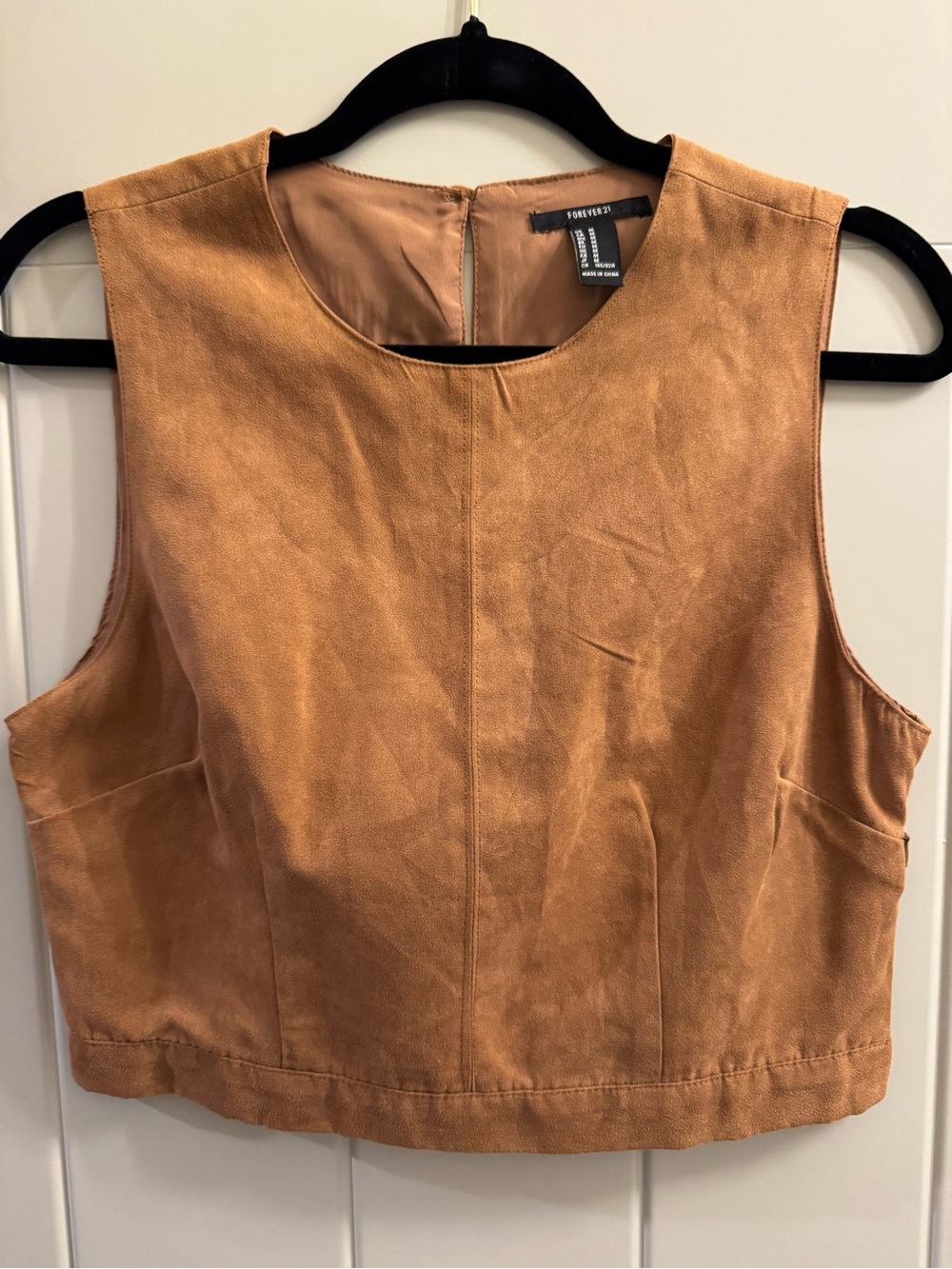 Forever 21 Tan Faux Suede Cropped Shell